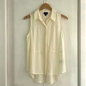 Cream Sleeveless Button Down Blouse